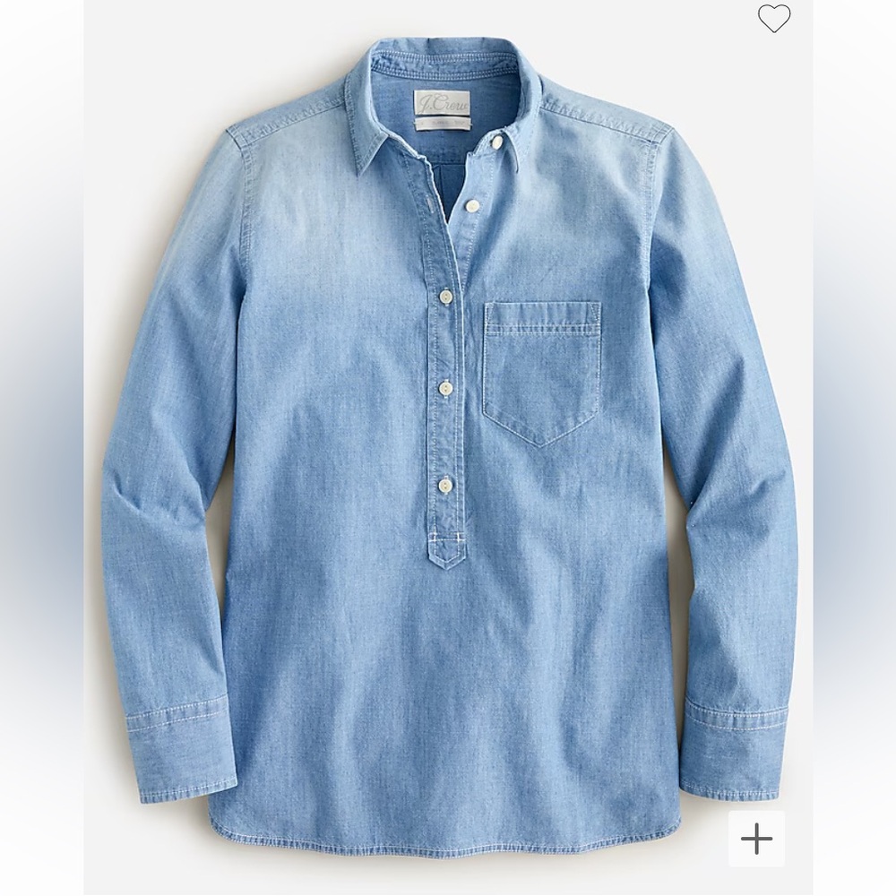 J. Crew Light Blue Denim Popover Shirt